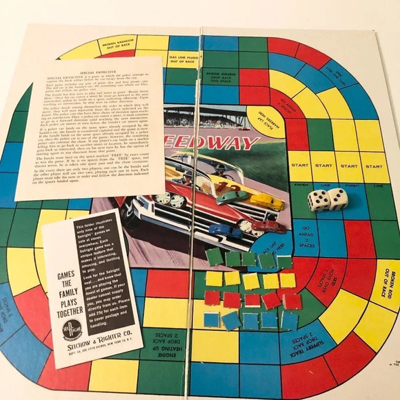 Vintage 1959 Special Detective Speedway Car Racing Board Game Saalfield Pub Co - Picture 9 of 16